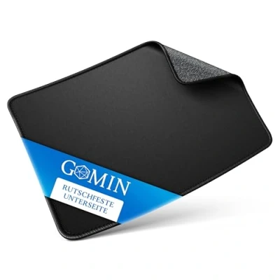 Afbeelding van Gomin muismat, 32 x 22 cm, gaming antislip en waterdicht, genaaide randen, muismat verbetert snelheid precisie, voor pc, kantoor, laptop, computer, zwart