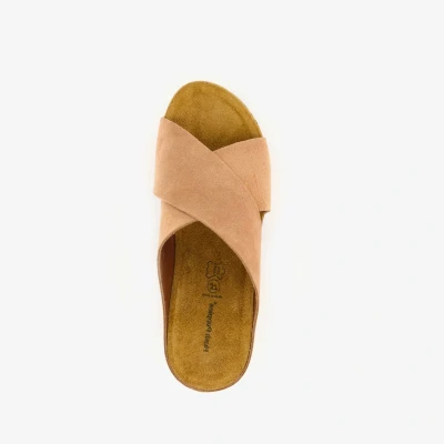 Afbeelding van Hush Puppies suede dames slippers cognac Maat 42