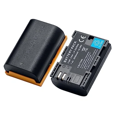 Afbeelding van LP E6/LP E6NH/LP E6N oplaadbare batterij 2650 mAh (2 stuks) compatibel met Canon EOS 5D2/5D3/5D4/5DS/5DSR/6D/6D/6D2/60D/60Da/7DMarkII/70D/80D/90D enz