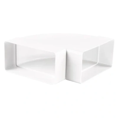 Afbeelding van Vlakkanaal, luchtbuizen, ventilatiesysteem, verwarming, koeling, airconditioning, pvc, ventilatieelement, rond op vierkant, kanaalboog, verticaal, horizontaal, plat, rond, T stuk, wandplaat, wit (90