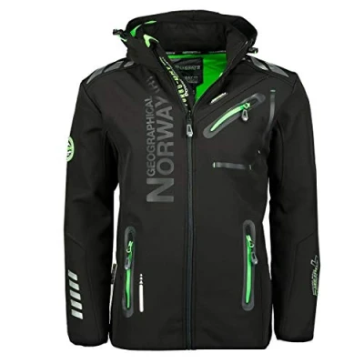Afbeelding van Geographical Norway ROYAUTE MEN Heren Waterdichte Softshell Jas Outdoor Ademend Hooded Coat Winter Tactische Winddicht Ideaal Voor Buitenactiviteiten (Zwart M)