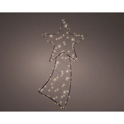Afbeelding van Zwarte metalen Vallende Ster 48CM 100 LED lampjes Super warm wit