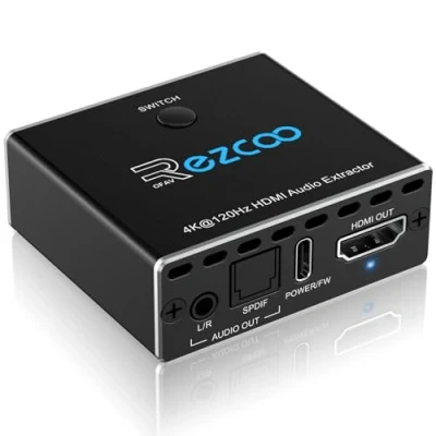 Afbeelding van HDMI 2.1 Audio Extractor 4K 120Hz VRR ALLM ARC Schakelaar 2 IN 1 OUT HDCP2.3 HDR10 Converter om naar SPDIF Optisch 7.1/5.1CH, Stereo L/R te onttrekk