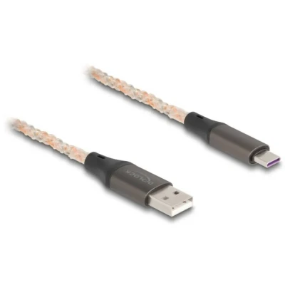 Afbeelding van Delock USB 2.0 Kabel Typ A zu Type C™ mit RGB Beleuchtung 1 m