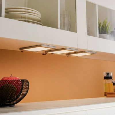 Afbeelding van Lindby kastverlichting met dimmer 3 lichts kunststof H: 1.12 cm zilver Inclusief lichtbronnen