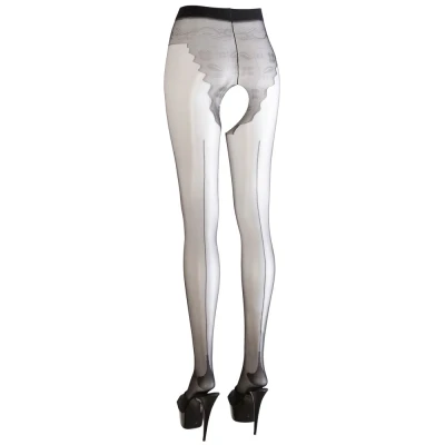 Afbeelding van Zwarte Panty met Open Kruisje