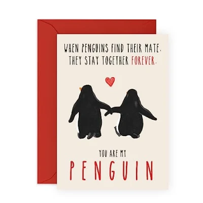 Afbeelding van CENTRAL 23 Verloofde verjaardagskaart voor hem haar verjaardag pinguïn geschenken man vrouw Valentijnskaart vriendje vriendin wordt geleverd met leuke stickers blanco binnenkant envelop