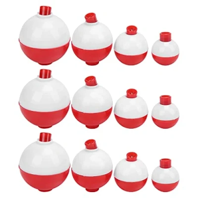 Afbeelding van 12 Stuks Visserij Bobbers Snap On Rode en Witte Dobbers Visdobbers Visgerei Accessoires