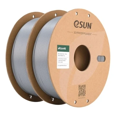 Afbeelding van eSUN PLA+ Filament 1.75mm, PLA+HS Hoge Snelheid 3D Printer Dimensionale nauwkeurigheid +/ 0.03mm, 1KG Spool (2.2 LBS) Speedy (Zilverkleurig 2KG, 1.75)