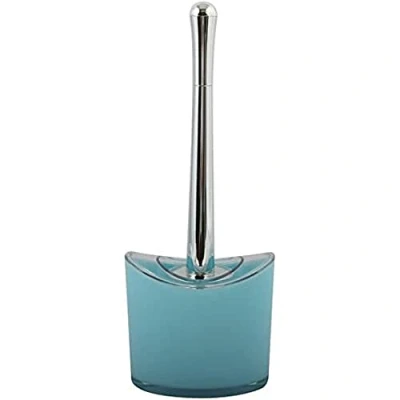 Afbeelding van MSV Toiletborstel in houder/wc borstel Aveiro PS kunststof/rvs lichtblauw/zilver 37 x 14 cm Toiletborstels