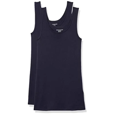 Afbeelding van Amazon Essentials Women&#039;s Tanktop met slanke pasvorm, Pack of 2, Marineblauw, S