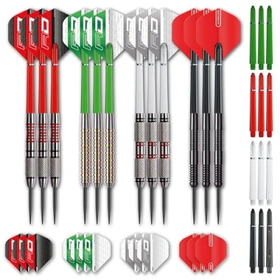 Afbeelding van RED DRAGON stalen dartpijlen, professionele dartset met metalen punt, 12 x dartpijlen flights en schachten
