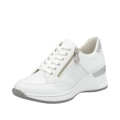 Afbeelding van Rieker Frühjahr/Sommer N4322 Low Top Sneakers voor dames, Witte Weiss Silber Argento 80 80, 36.5 EU