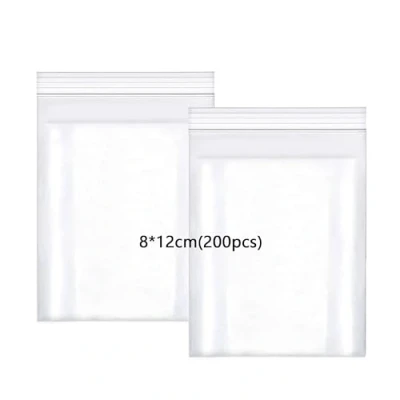 Afbeelding van huruirui 8 x 12 cm zakken met ritssluiting, 200 stuks zakjes hersluitbare doorzichtige plastic zakjes, kleine ritszakjes, set ritszakken, waterdicht, 100 μm
