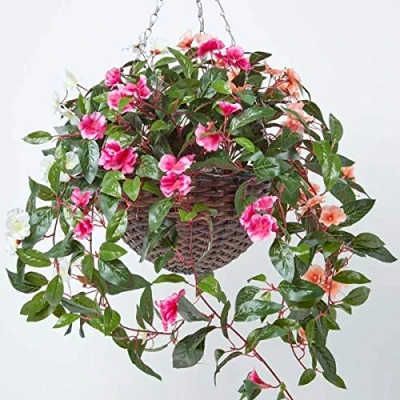 Afbeelding van Homescapes Hangende kunstplant Bezige Lizzies in een pot, veelkleurig