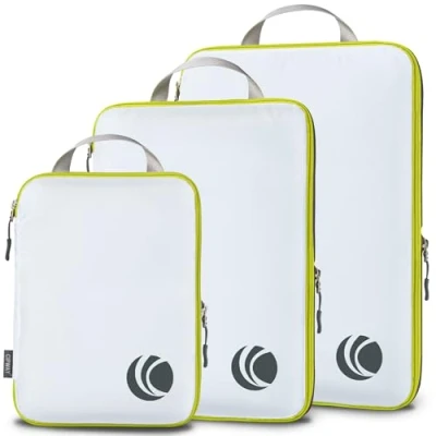 Afbeelding van Cipway Compressie verpakking kubussen, ultralichte reisbagage organizer sets uitbreidbare reisbenodigdheden voor handbagage (wit 3 stuks)