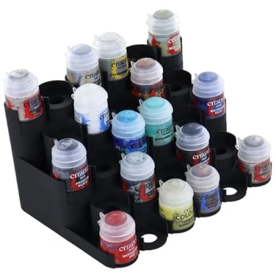 Afbeelding van Feldherr Verfrek compatibel met 28 Citadel verfpotjes (12 ml / 18 24 ml), Kleur:Black