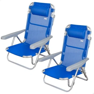 Afbeelding van AKTIVE Set van 2 klapstoelen met meerdere posities voor strand, tuin, terras of camping, 5 verschillende posities, afmetingen 48 x 46 84 cm, hoogte 21 versterkt, inclusief draaggreep (85479)