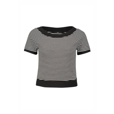 Afbeelding van zero Streifen MIT Raglan ÄRMEL Tshirt print, Dames, Maat: 34, Blackcream
