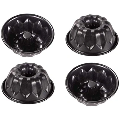 Afbeelding van webake Ring Gecanneleerde Cake Tin Bakvorm 4 Stks 10cm Mini Mould Ronde Non Stick &#039;&#039; Bakvormen