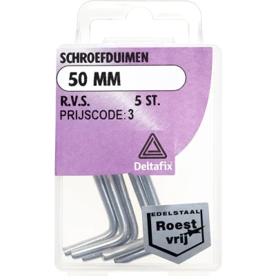 Afbeelding van Deltafix schroefduim standaard r.v.s. a2 50 mm 5 st.