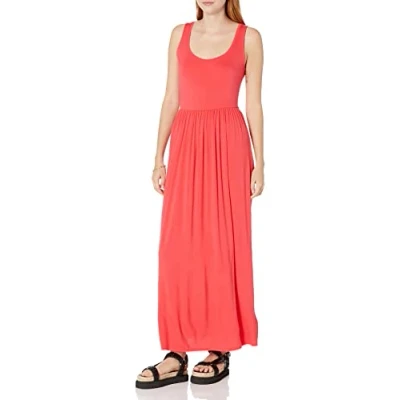 Afbeelding van Amazon Essentials Maxi jurk met taille voor dames (verkrijgbaar in grote maten), rood, XL