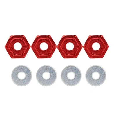 Afbeelding van 4 ST¨¹CKE Metall RC Rad Hex Naben 12mm bis 17mm Adapter f¨¹r HSP 1/10 Elektrische Stra?enfahrzeug Lkw(rot)