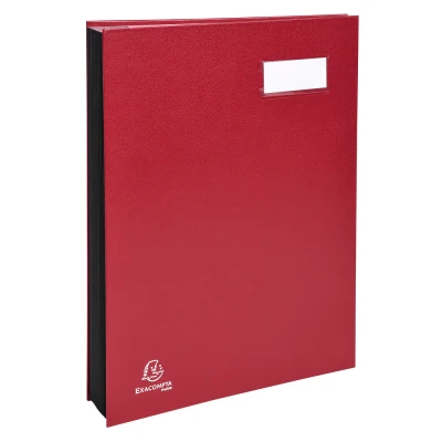 Afbeelding van Exacompta Ref. 24124E 1 Handtekenmap directie linnen rug etikethouder plastic omslag 12 vakken in roze karton met 3 perforaties afmeting 24x32 cm Kleur: bordeauxrode