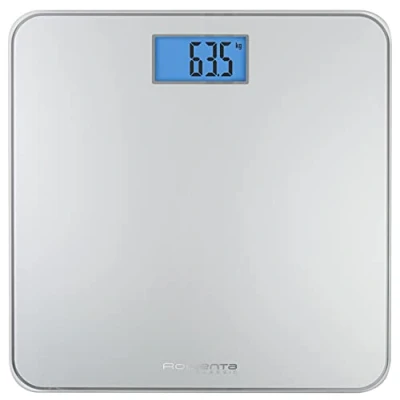 Afbeelding van Rowenta Classic BS1500 personenweegschaal met lcd display, compact, capaciteit 160 kg, glasplaat en automatische uitschakeling, inclusief batterijen, zilverkleurig