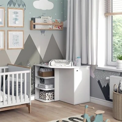 Afbeelding van Vicco Commode &quot;Kristian&quot;, Wit, 85 x 86.2 cm met deur en open vakken