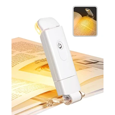 Afbeelding van DEWENWILS Amberkleurige leeslamp, boekenklem, oplaadbare klemlamp voor lezen in bed, blauw licht blokkering, 3 instelbare helderheidsniveaus, cadeau kinderen en boekenwormen