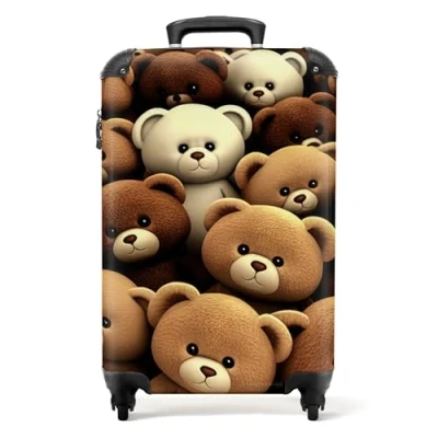 Afbeelding van Noboringsuitcases.com Kinderkoffer Knuffelbeer Bruin Design Beer Jongens en meisjes Trolley kinderen TSA slot Kofferslot koffer met print Past binnen 55x40x20 cm 55x35x25 Reiskoffer Hardcase Lichtgewicht