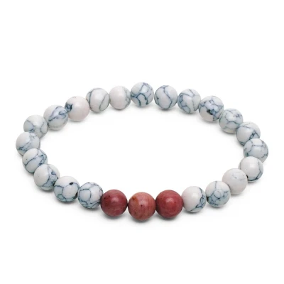 Afbeelding van Zentana Balans Armband Edelstenen Howliet &amp; Rhodoniet Positiviteit