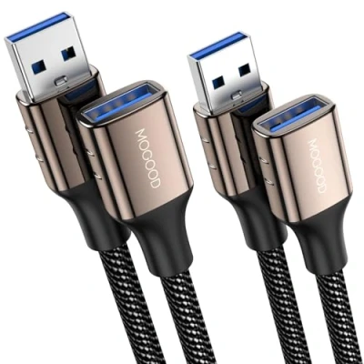 Afbeelding van MOGOOD USB 3.0 verlengkabel Kabel A Mannelijk naar Vrouwelijk Verlengsnoer Verlengkabel（2M+2M）voor Flash Drive, Toetsenbord, Wifi adapter, PS4, VR headsets, Headset, controller