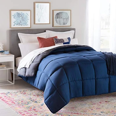 Afbeelding van Linenspa 4 seizoenen dekbed van microvezel voor het hele jaar ultrazacht 200 x cm, marineblauw/grafiet