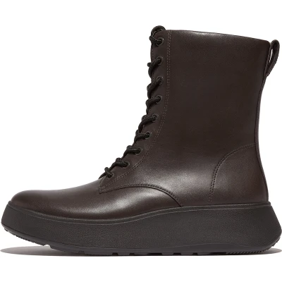 Afbeelding van Fitflop F Mode Leren Veterlaarzen voor dames, Chocolade Bruin, 40 EU