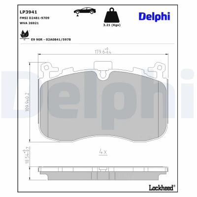 Afbeelding van DELPHI LP3941 Remblokkenset voorbereid voor waarschuwing bij slijtage BMW: XM (G09) Label Vierwielaandrijving, 50e Vierwielaandrijving
