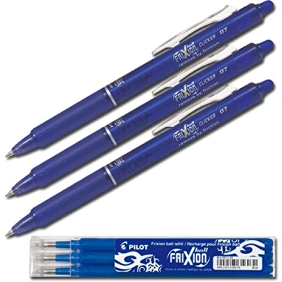 Afbeelding van Pilot Frixion Rollerball uitwisbaar, zwart, blauw, 3 pennen + vullingen