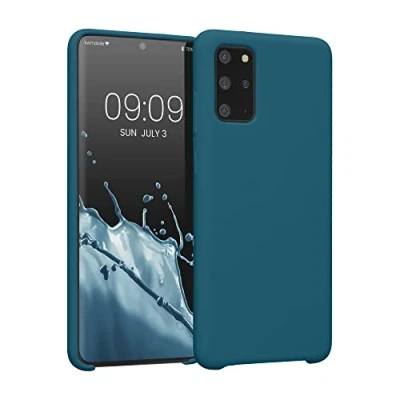 Afbeelding van kwmobile telefoonhoesje geschikt voor Samsung Galaxy S20 Plus Hoesje met siliconen coating Smartphone case in mat petrol