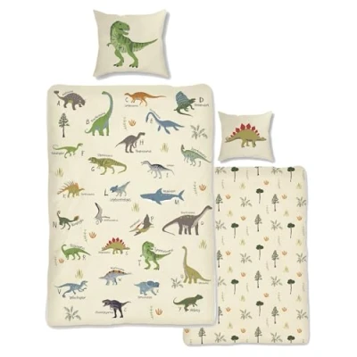 Afbeelding van SkyBrands Dino Beddengoed 135 x 200 cm, voor jongens, dinosaurus, katoen, 2 delig, kinderbeddengoed, cm + zakje