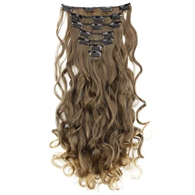 Afbeelding van CAISHA XL 45cm 7 Delige Set CLIP IN EXTENSIONS Haarextensies Haarstukje Golvend Bruin Blond CE23 1