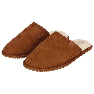 Afbeelding van Apollo Pantoffels heren Cognac Zachte binnenvacht maat 43/44 Sloffen 43