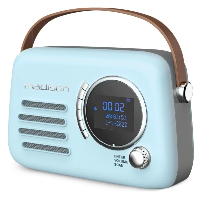 Afbeelding van Freesound VR30BL DAB trendy lichtblauwe retro radio met FM BT en accu