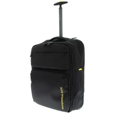 Afbeelding van Mandarina Duck Zephyr Trolley Rugzak, zwart, a due ruote in tessuto morbido ad effetto 3D