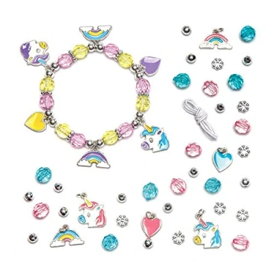 Afbeelding van Baker Ross AW622 Bedelarmband knutselsets &quot;Einhorn&quot; (3 stuks) voor kinderen het knutselen van armbanden (parels, hangers en elastisch koord inbegrepen),3 Pack,gesorteerd