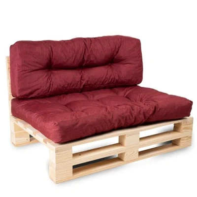 Afbeelding van Palletkussens/Matrassen, Bank, zetel, Zitje voor Europallet Zitvlak en Rugleuning (Rood, Set van 1 120 x 40 cm + Zitting 80 cm)