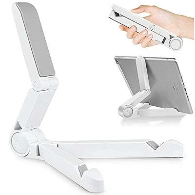 Afbeelding van VOVIGGOL tabletstandaard en tablethouder, verstelbaar, draagbare voor iPad, Samsung Galaxy Kindle Fire tablets, desktop mobiele telefoonstandaard iPhone Sumssung (wit)