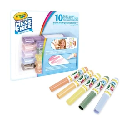 Afbeelding van Crayola Color Wonder, set van 10 vlekvrije viltstiften met transparante inkt, pastelkleuren, maxi punt, leeftijd 3+, artikelcode 75 7019