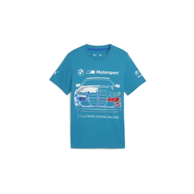 Afbeelding van Puma BMW MMS CAR Graphic TEE Tshirt print voor kinderen, Maat: 116, Tropical blue