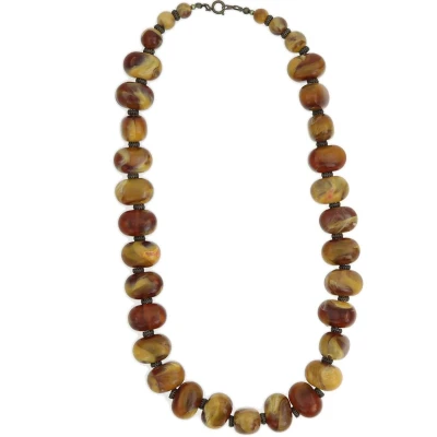 Afbeelding van Behave Stenen ketting dames brons kleurig lange